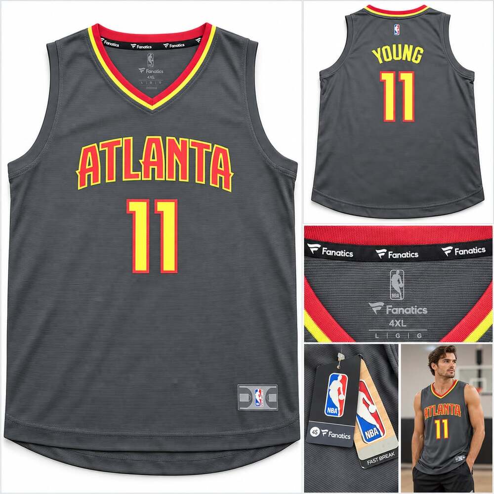 Fanatics Trae Young Atlanta Hawks #11 Fast Break Tank Jersey Gray 4XL